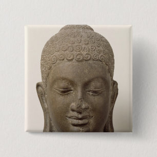 Head of Buddha, from Vat Romlok 2 Inch Square Button