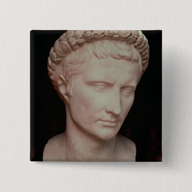 Head of Caesar Augustus 2 Inch Square Button (Front)