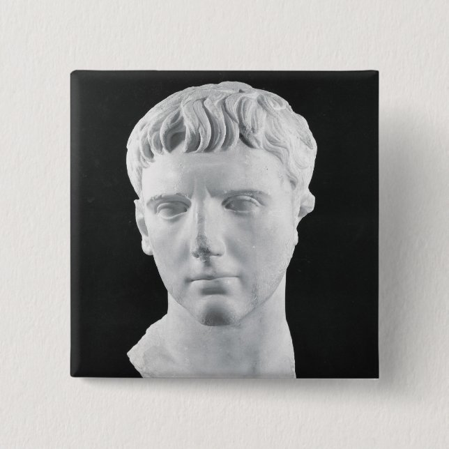Head of Caesar Augustus 2 Inch Square Button (Front)