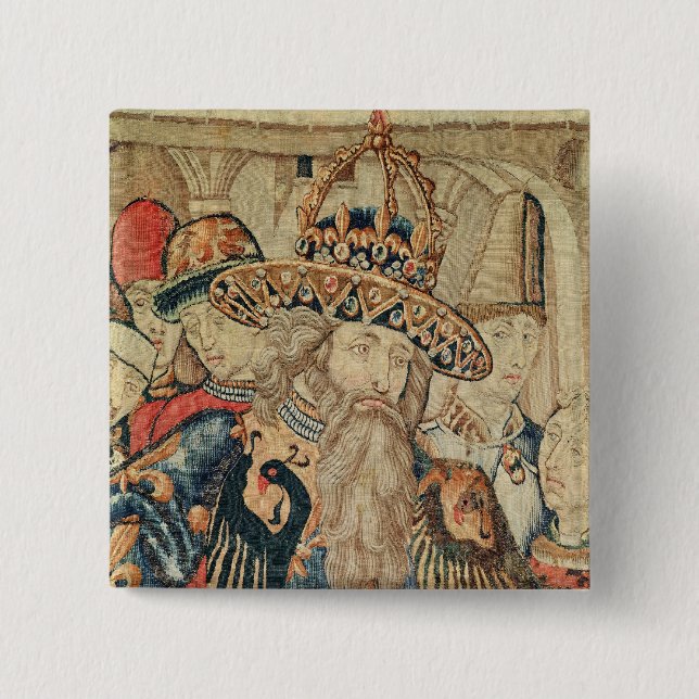 Head of Charlemagne , Tournai workshop 2 Inch Square Button (Front)