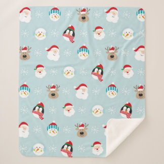 Head of christmas character pattern, christmas gif sherpa blanket