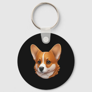 Head of cute corgi keychain