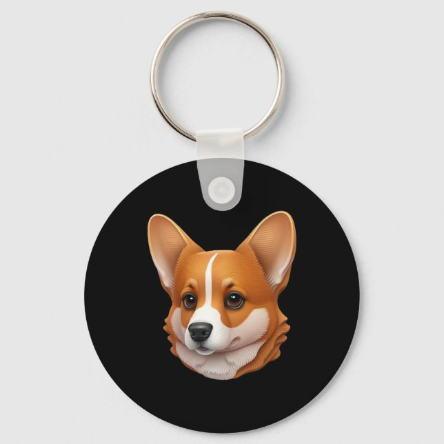 Head of cute corgi keychain (Front)