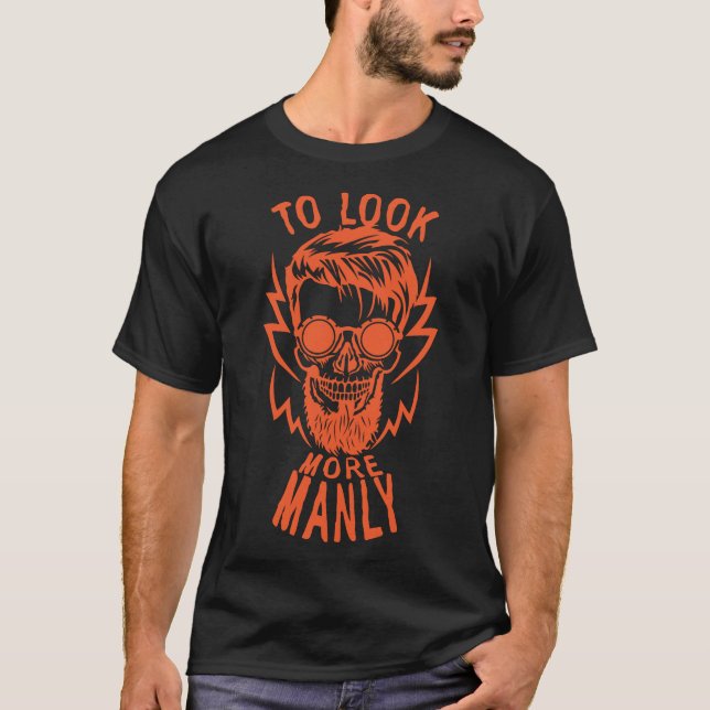head_of_death_hipster_barb_citation_manly_more_loo T-Shirt (Front)
