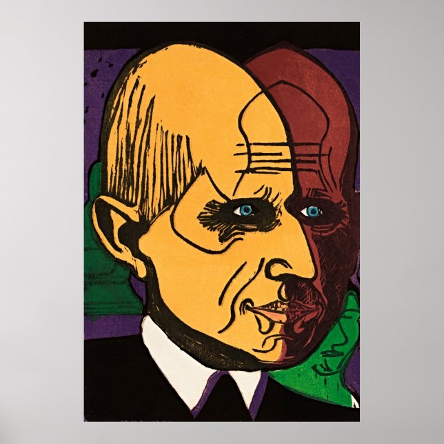 Head of Dr. Bauer – Retro Expressionist Art Print (Front)