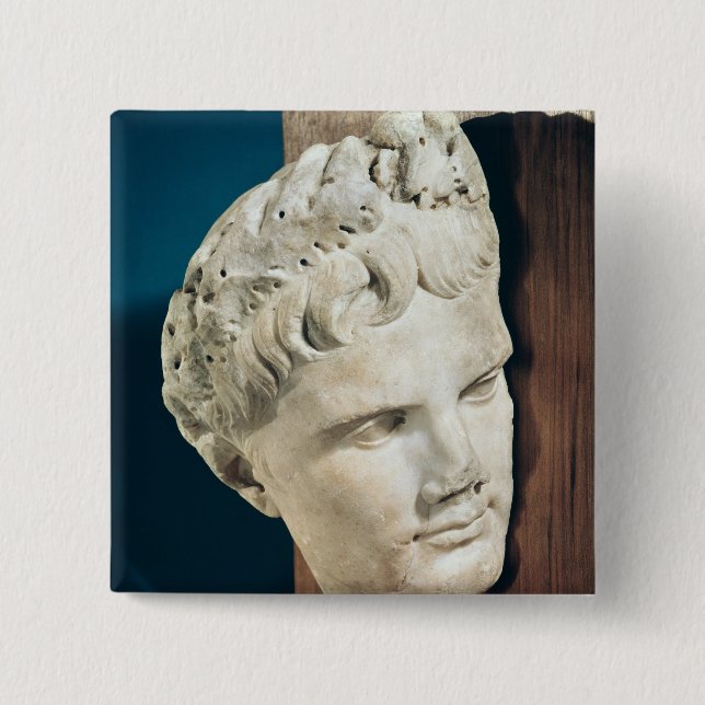 Head of Emperor Augustus  27-17 BC 2 Inch Square Button (Front)
