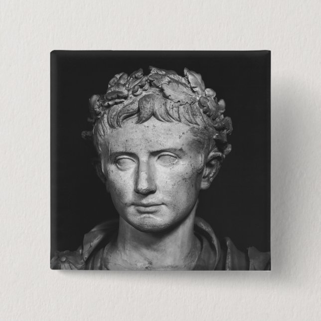 Head of Emperor Augustus 2 Inch Square Button (Front)