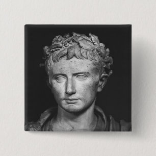 Head of Emperor Augustus 2 Inch Square Button