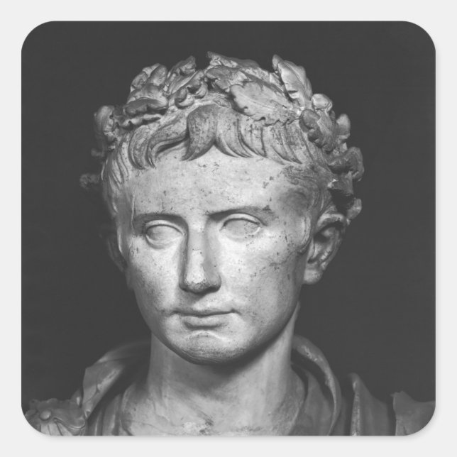 Head of Emperor Augustus Square Sticker (Front)