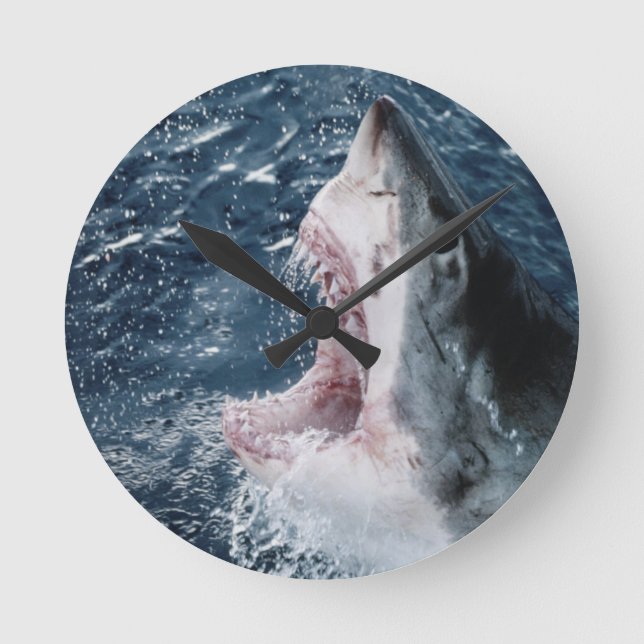 Head of Great White Shark Round Clock (Front)