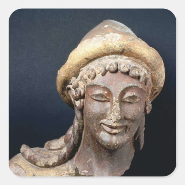 Head of Hermes wearing a pilos Square Sticker (Front)