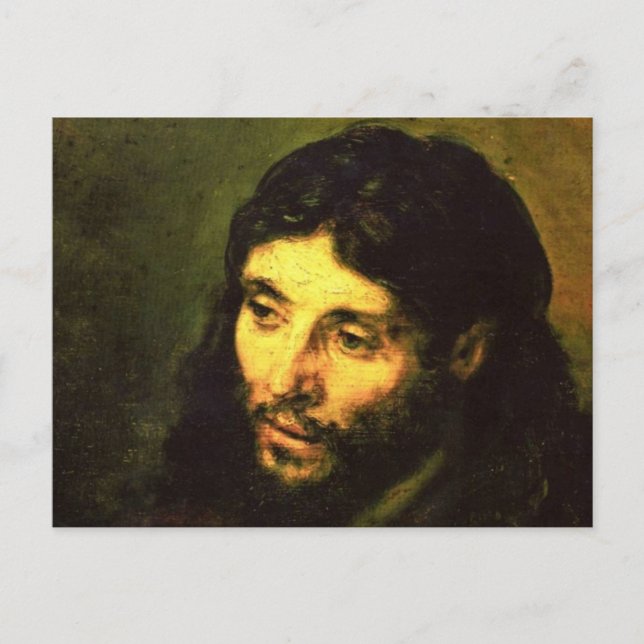 Head of Jesus By Rembrandt Postcard (Front)