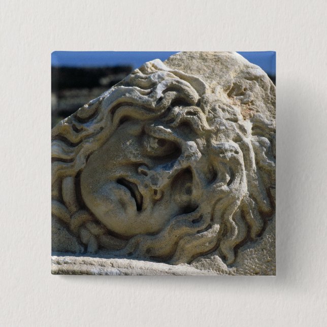 Head of Medusa 2 Inch Square Button (Front)