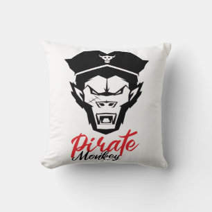 Head of Pirate Monkey T-Shirt Throw Pillow