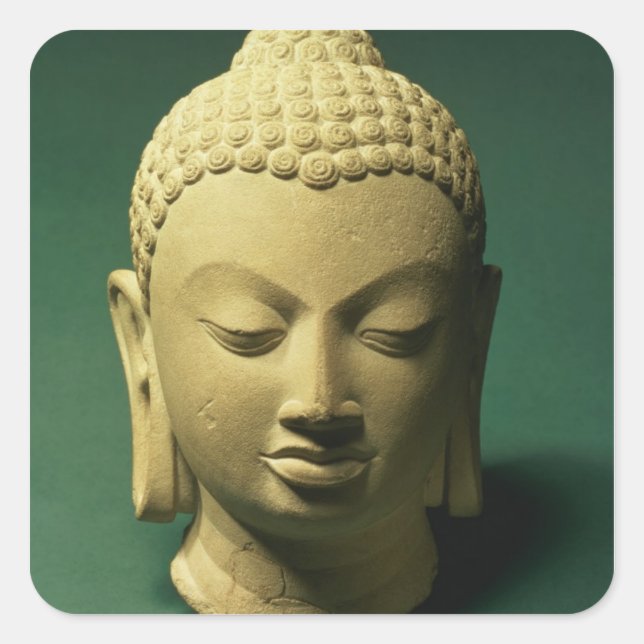 Head of the Buddha, Sarnath (sandstone) Square Sticker (Front)