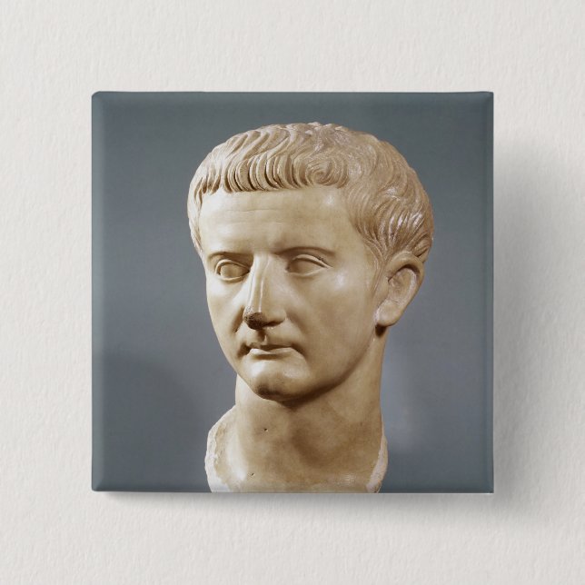 Head of the Emperor Tiberius 2 Inch Square Button (Front)