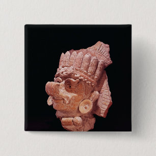 Head of the Mayan corn god, Oaxaca, c.500 AD 2 Inch Square Button