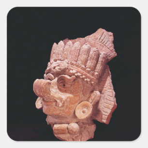 Head of the Mayan corn god, Oaxaca, c.500 AD Square Sticker