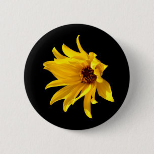 Head of yellow daisy Helenium Badge 2 Inch Round Button