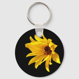 Head of yellow daisy Helenium Key Ring