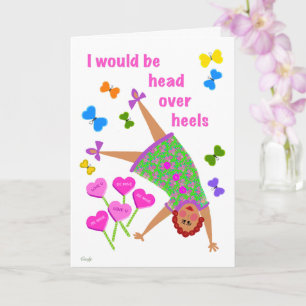 Head Over Heals Redhead Girl Card