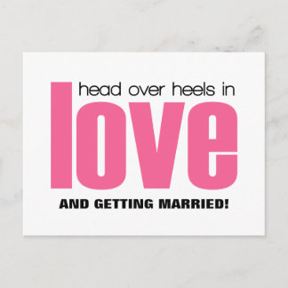 Head Over Heels Save the Date Postcard, Pink Announcement Postcard