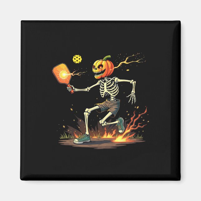 Head Skeleton Pickleball Halloween Spooky Sports  Magnet (Front)