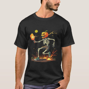Head Skeleton Pickleball Halloween Spooky Sports  T-Shirt