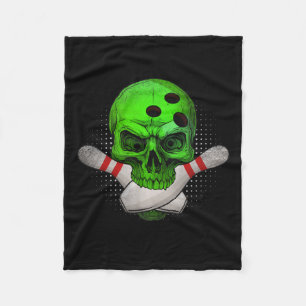 Head Skull Bowling Ball &amp; Pins Happy Halloween Fleece Blanket