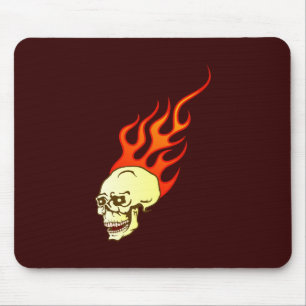head skull flames flames mouse pad