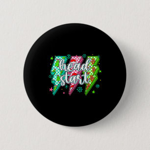 Head Start Lightning Christmas Checkered Graphic  2 Inch Round Button