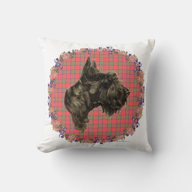 Head Study on Tartan Throw Pillow (Front)