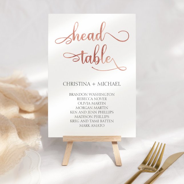 Head Table Rose Gold Wedding Seating Chart 3.5x5 Number (Creator Uploaded)