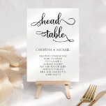 Head Table Wedding Seating Chart Card 3.5x5<br><div class="desc">Elegant black and white calligraphy wedding Seating Chart Cards.</div>