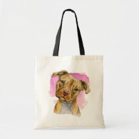 Head Tilt Pit Bull Dog Watercolor Painting