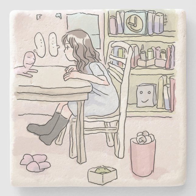 head to a table stone coaster (Front)