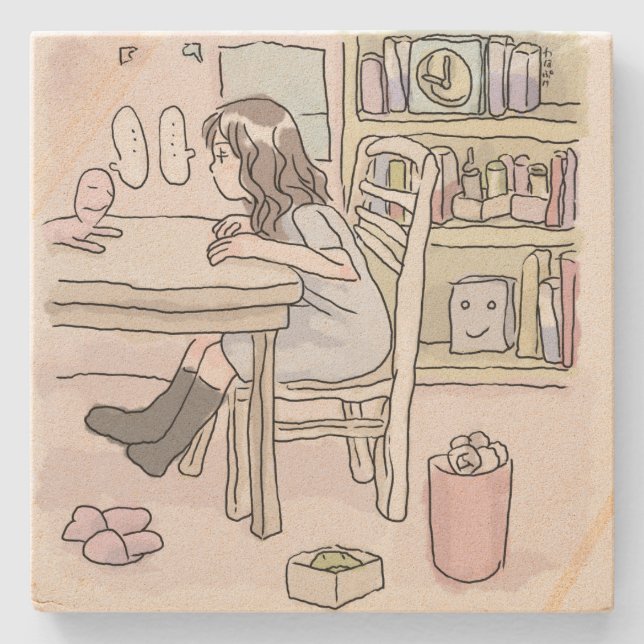 head to a table stone coaster (Front)