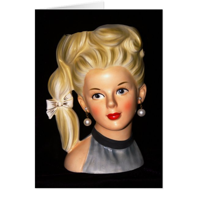 Head Vase 1960s Girl with Bouffant & Side Ponytail (Front)