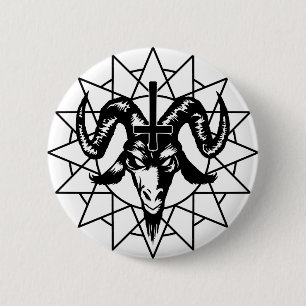 Head with Chaos Star (black) 2 Inch Round Button