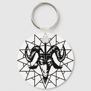 Head with Chaos Star (black) Keychain