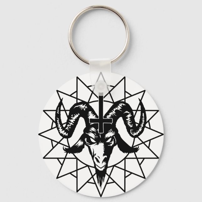 Head with Chaos Star (black) Keychain (Front)