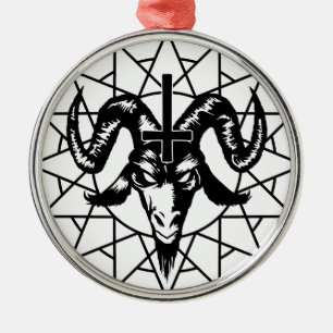 Head with Chaos Star (black) Metal Ornament
