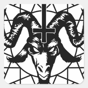 Head with Chaos Star (black) Square Sticker