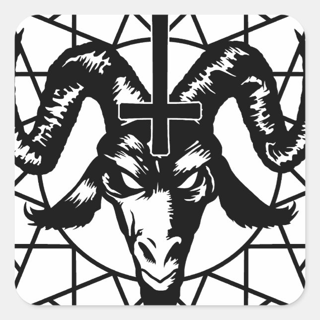 Head with Chaos Star (black) Square Sticker (Front)