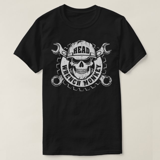 Head Wrench Monkey Mechanics T T-Shirt (Design Front)
