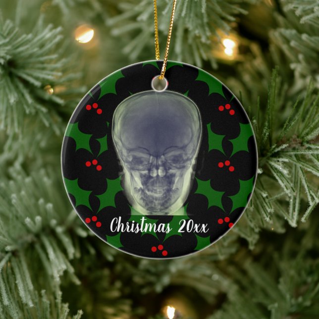 Head Xray Christmas  Ceramic Ornament (Tree)
