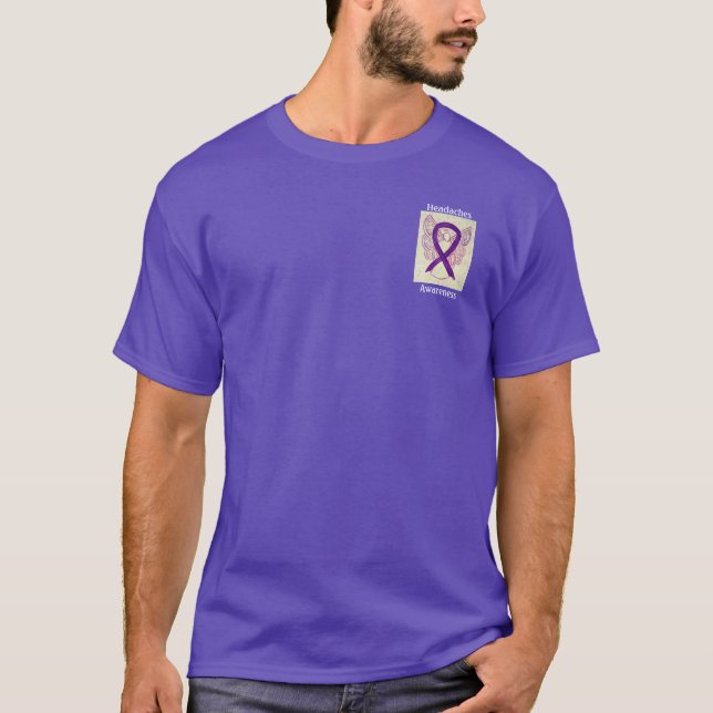 Headaches Awareness Ribbon Angel Custom Tee (Front)