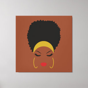 Headband & Afro Puff Stretched Canvas Print