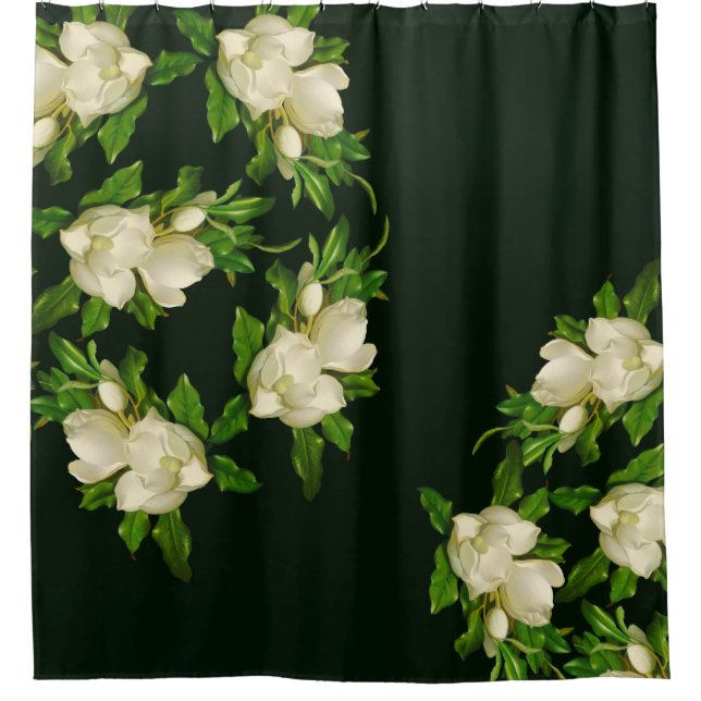 Heade Giant Magnolia Flower Blossom Shower Curtain (Front)