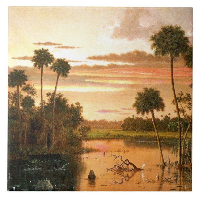 Heade - Great Florida Sunset, fine art painting Tile (Front)
